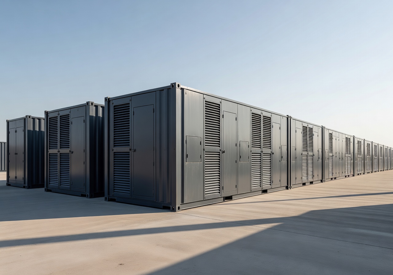 Battery energy storage system housed in modern industrial containers
