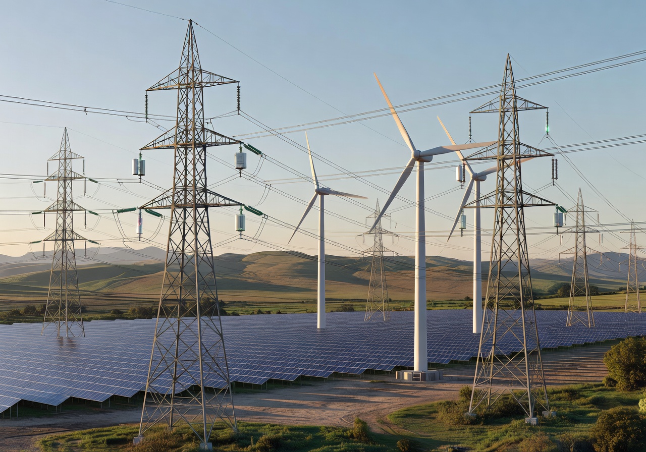 High voltage smart grid infrastructure powering modern green technology