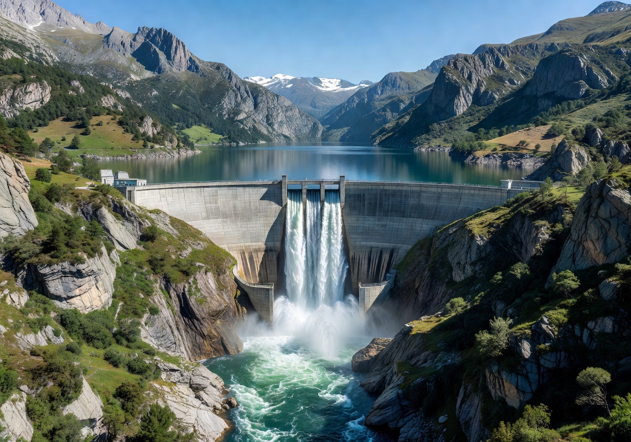 Hydroelectric dam producing clean power in the Spanish mountains