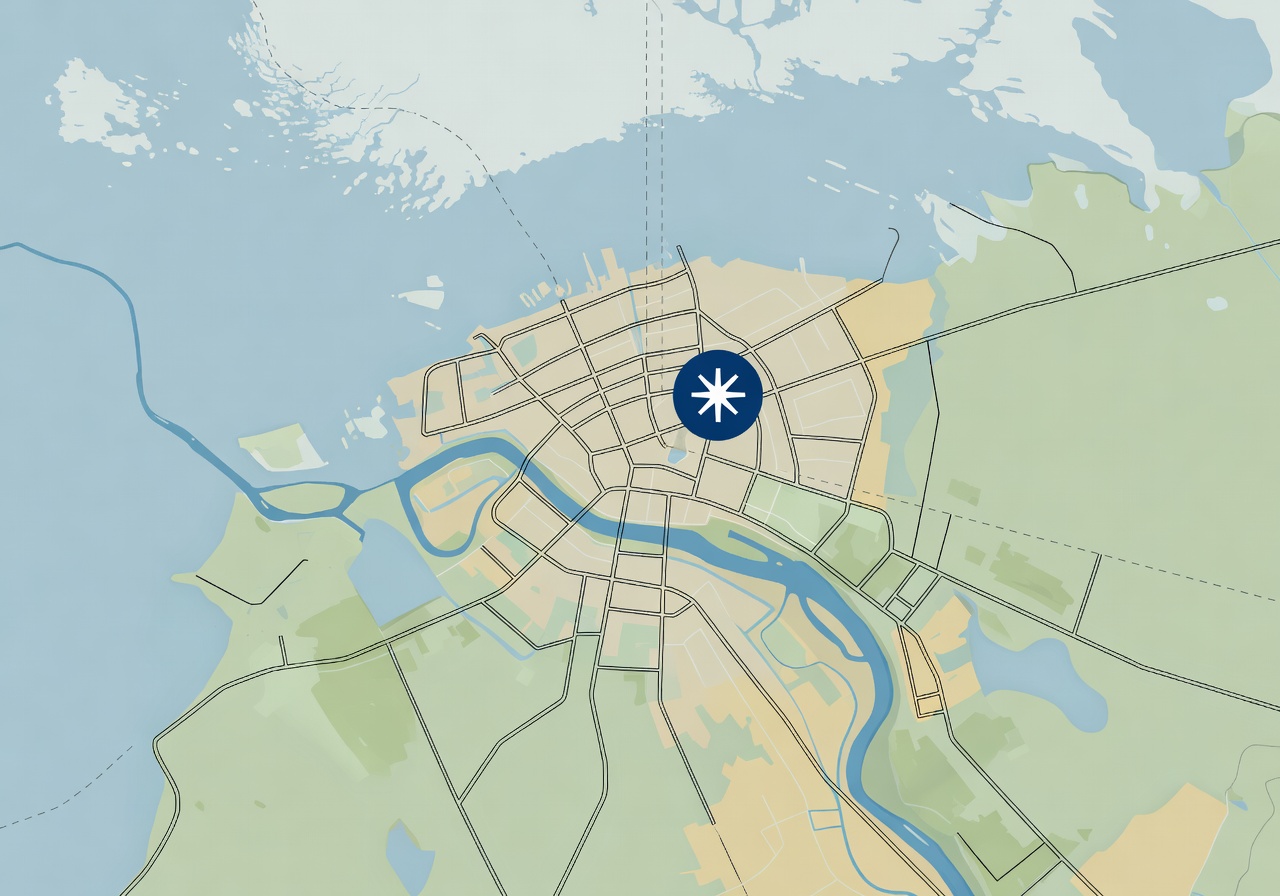Stylized map illustration showing Turku Finland headquarters location