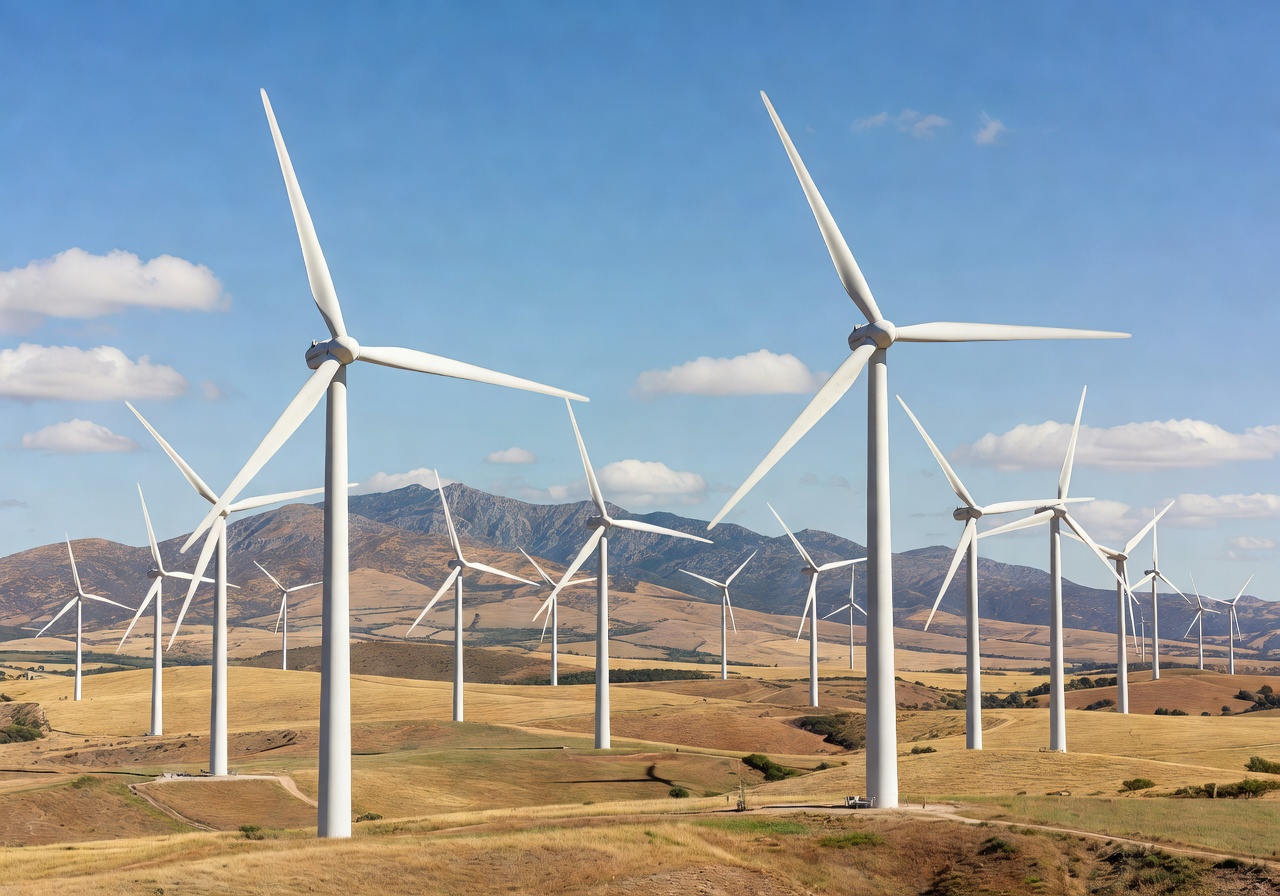 Wind turbines in a Spanish renewable energy farm